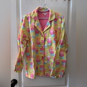 PJ Salvage Pink and Yellow macaroon Flannel Pajama Set